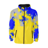 Blue and Yellow Paint Splatter Quilted Windbreaker | BigTexFunkadelic