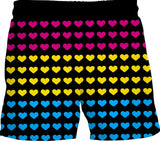 Pansexual Pride Hearts Swim Shorts