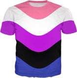 Genderfluid Pride All Over Print T-Shirt | LGBTQ+ Pride | BigTexFunkadelic