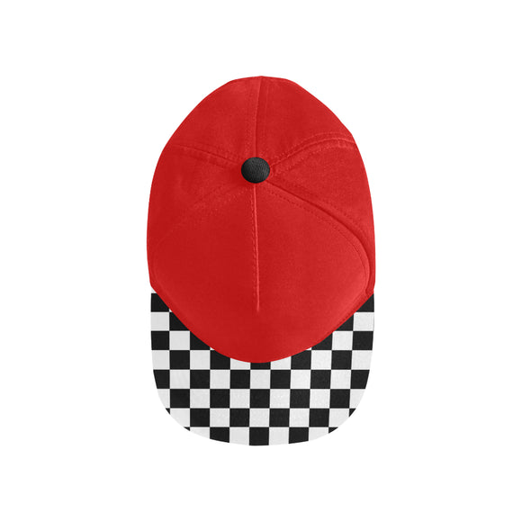 Checkered Brim Snapback | Flat Brim Hats | Red | BigTexFunkadelic