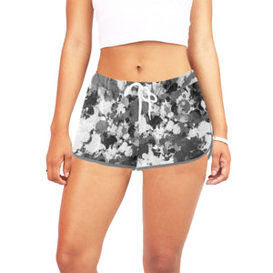 Grey and White Paint Splatter Women's Shorts | BigTexFunkadelic