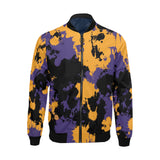 Purple Gold and Black Legends Paint Splatter Big & Tall Bomber Jacket | BigTexFunkadelic