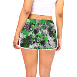Green and Grey Paint Splatter Women's Shorts