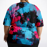 Pink and Blue Paint Splatter Plus Size Unisex T-Shirt | BigTexFunkadelic