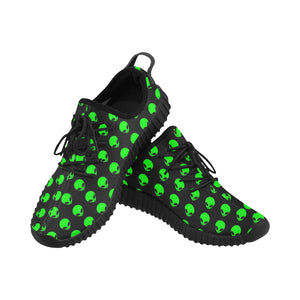 Green Alien Head Women's Breathable Woven Running Shoes | BigTexFunkadelic