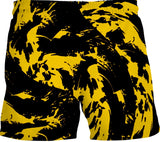 Black and Yellow Paint Splatter Swim Shorts