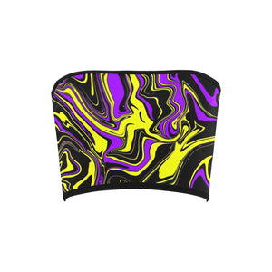 Purple Yellow and Black Psychedelic Melt Bandeau Top | BigTexFunkadelic