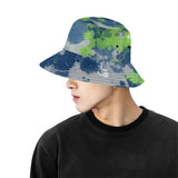 Blue Green and Grey Paint Splatter Bucket Hat  | BigTexFunkadelic