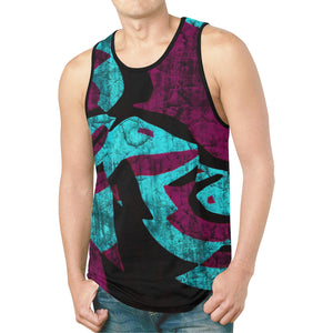 Purple and Teal Abstract Relaxed Fit Men's Tank Top | BigTexFunkadelic