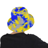 Blue and Yellow Paint Splatter Bucket Hat | BigTexFunkadelic