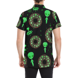 Alien Space Donut Button Down Short Sleeve Shirt | BigTexFunkadelic