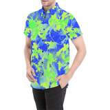 90s Summer Vibes Blue and Green Short Sleeve Button Up Shirt | BigTexFunkadelic