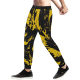 Black and Yellow Paint Splatter Men's All Over Print Jogger Sweatpants | BigTexFunkadelic