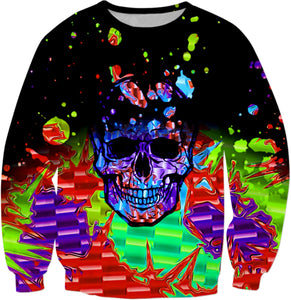 Chromatic Skull Splatter Sweatshirt | BigTexFunkadelic