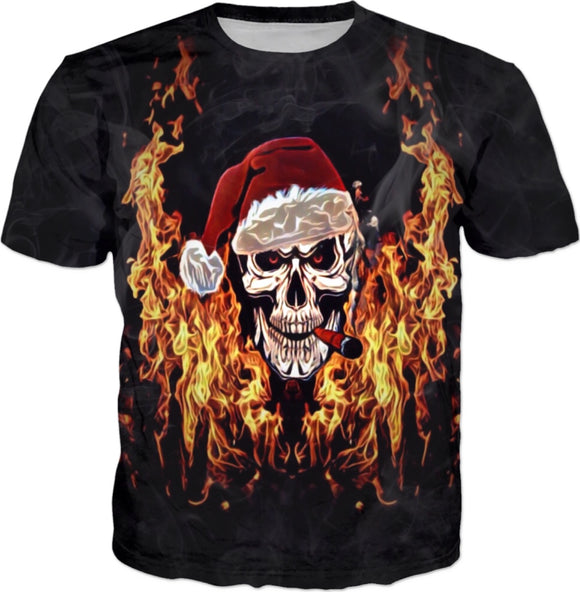 Christmas Skull All Over Print T-Shirt | BigTexFunkadelic