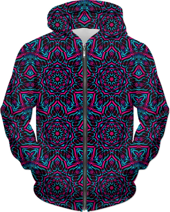 Blue and Pink Mandala Collage Hoodie – BigTexFunkadelic