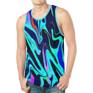 Turquoise Oil Spill Relaxed Fit Men's Rave Tank Top | BigTexFunkadelic