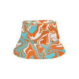 Orange Turquoise and White Oil Spill Bucket Hat | BigTexFunkadelic