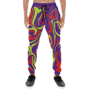 80s Purple Moon Melt Men's Big & Tall Psychedelic All Over Print Jogger Sweatpants With | BigTexFunkadelic