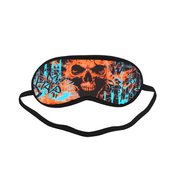Orange and Blue Alternative Skull Graffiti Sleeping Eye Mask | BigTexFunkadelic