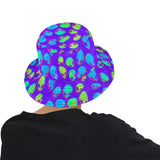 Purple Alien Vapor Glitch Reversible Rave Bucket Hat | UV Blacklight Reactive | BigTexFunkadelic
