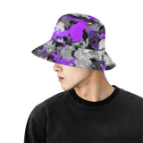 Purple and Grey Paint Splatter Bucket Hat | BigTexFunkadelic
