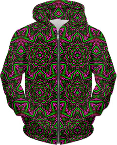 Pink and Green Mandala Collage Hoodie | BigTexFunkadelic