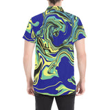 Blue Tang Psychedelic Short Sleeve Button Up Shirt | BigTexFunkadelic