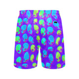 Purple Alien Vapor Glitch Rave Ready Swim Shorts with Pockets | EDM Festival Fashion | BigTexFunkadelic