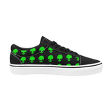 Green Alien Head Men's Low Top Skateboarding Shoes | BigTexFunkadelic
