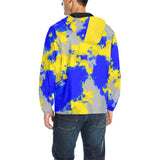 Blue and Yellow Paint Splatter Quilted Windbreaker | BigTexFunkadelic