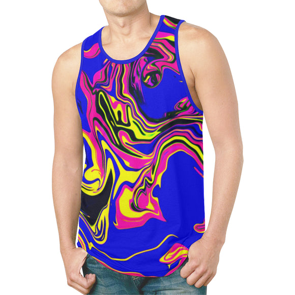 Blue Oil Spill Psychedelic Relaxed Fit Men's Tank Top | BigTexFunkadelic