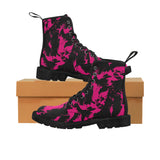 Pink and Black Paint Splatter Women's Martin Boots | BigTexFunkadelic