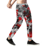 Red and Grey Paint Splatter All Over Print Light-Weight Men's Jogger Sweatpants (Non Fleece Lined) | BigTexFunkadelic