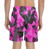 Pink and Black Geo Print Swim Shorts | BigTexFunkadelic