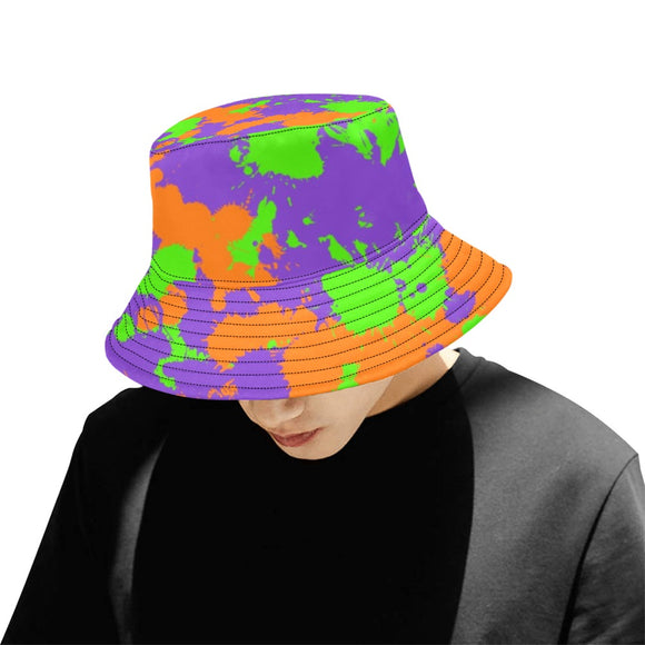 90s Kid Green, Purple and Orange Slime Splatter Bucket Hat | BigTexFunkadelic