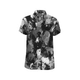 Black White and Grey Paint Splatter Men's Big & Tall Short Sleeve Button Up Shirt | BigTexFunkadelic