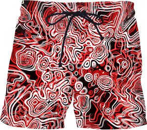 Red Psychedelic Swim Shorts | BigTexFunkadelic