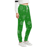 Green Holiday Snowflake Women's All Over Print Jogger Sweatpants | BigTexFunkadelic