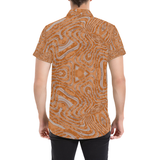 Burnt Orange Geo Button Down Short Sleeve Shirt | BigTexFunkadelic