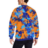 Blue and Orange Paint Splatter Men's Big & Tall Oversized Fleece Crewneck Sweatshirt | BigTexFunkadelic