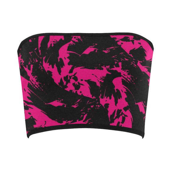 Pink and Black Paint Splatter Bandeau Top | BigTexFunkadelic