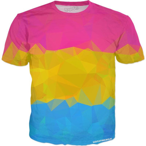 Geometric Pansexual Pride All Over Print T-Shirt | BigTexFunkadelic