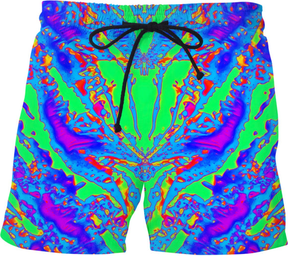 Neon Atomic Butterfly Swim Shorts | BigTexFunkadelic