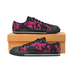 Pink and Black Paint Splatter Women's Low-Top Print Canvas Shoes | BigTexFunkadelic