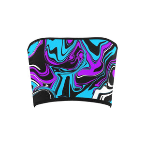 Purple Blue Black and White Abstract Melt Bandeau Top | BigTexFunakdelic