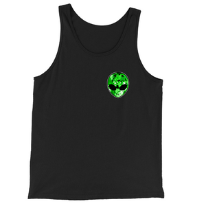 Green Alien Head Chest Logo Tank Top | BigTexFunkadelic