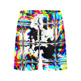 Psychedelic Rave Glitch Tiles Rainbow Plaid Swim Shorts | BigTexFunkadelic