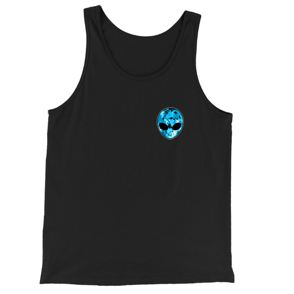 Blue Alien Head Chest Logo Tank Top | BigTexFunkadelic