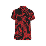 Red and Black Slime Oil Spill Short Sleeve Button Up Shirt | BigTexFunkadelic
